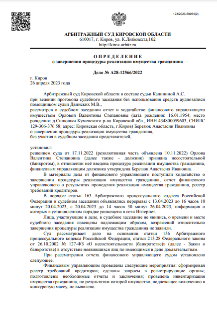 Списали долг 250 000 рублей Валентины из Кирова